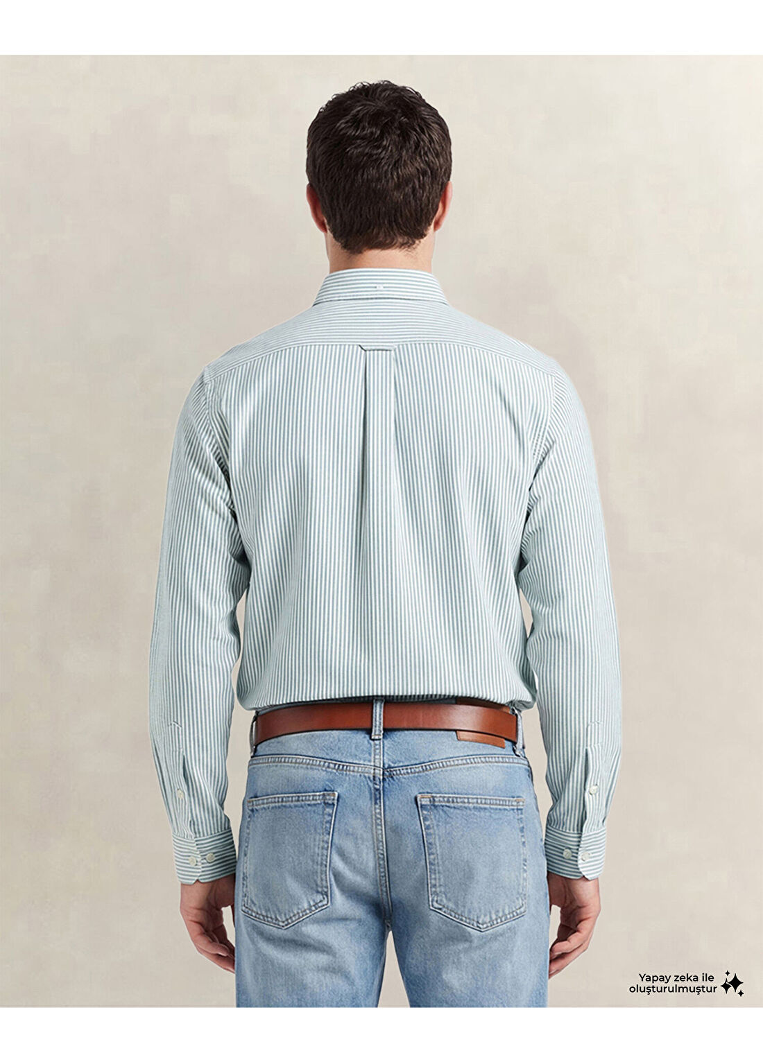 Gant Yeşil Çizgili Regular Fit Erkek Gömlek görsel 2