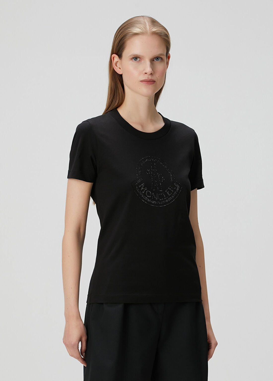 Moncler Siyah Taşlı Logolu T-shirt görsel 3