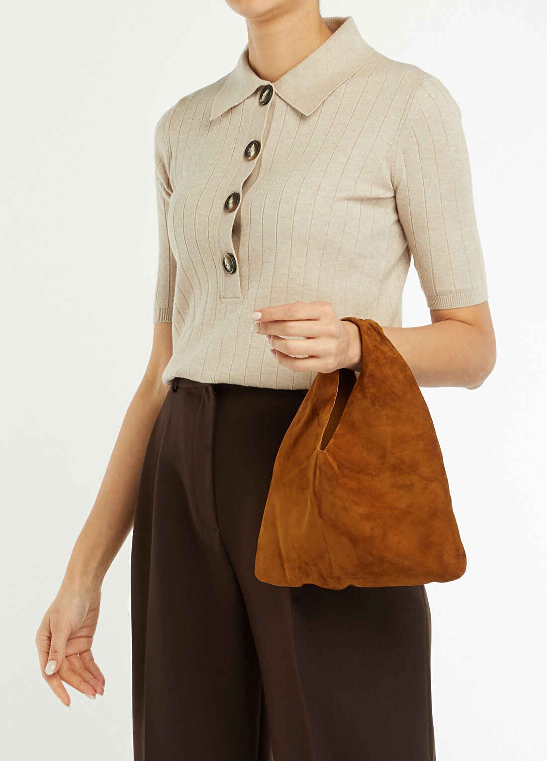 The Row Bindle Tote Karamel Kadın Süet Çanta görsel 2
