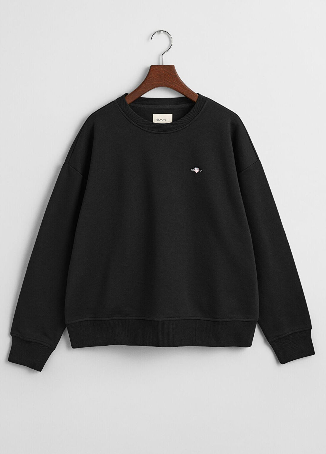 Gant Siyah Relaxed Fit Bisiklet Yaka Kadın Sweatshirt