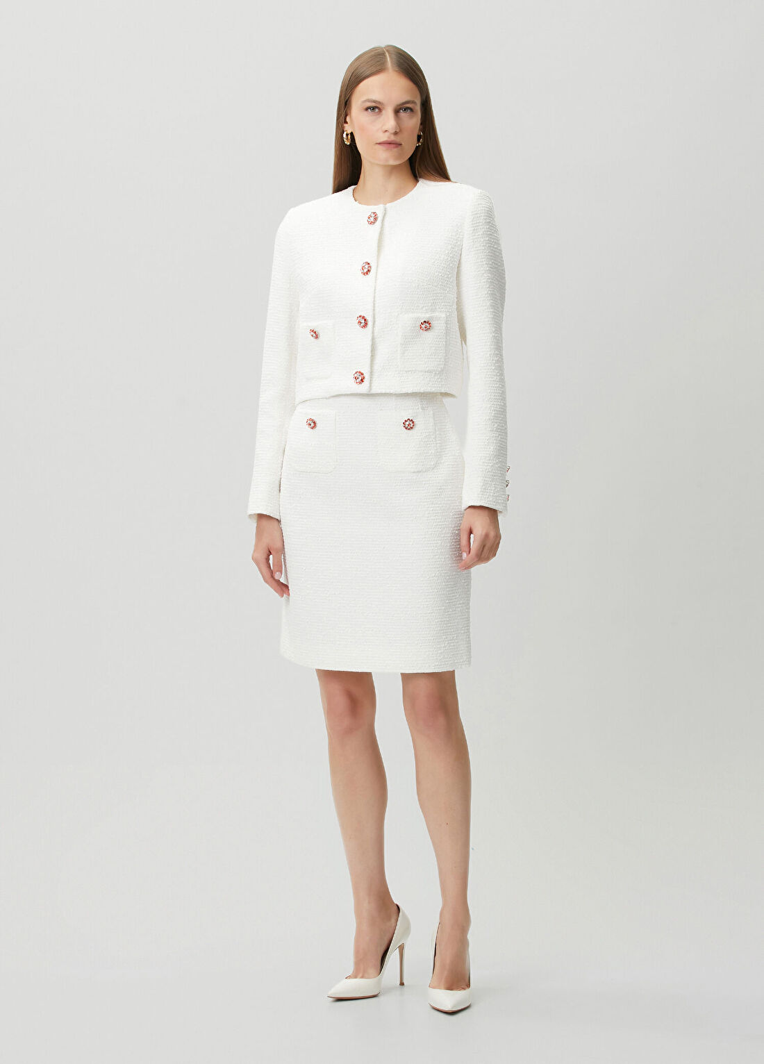 Dolce&Gabbana Beyaz Mini Triko Etek