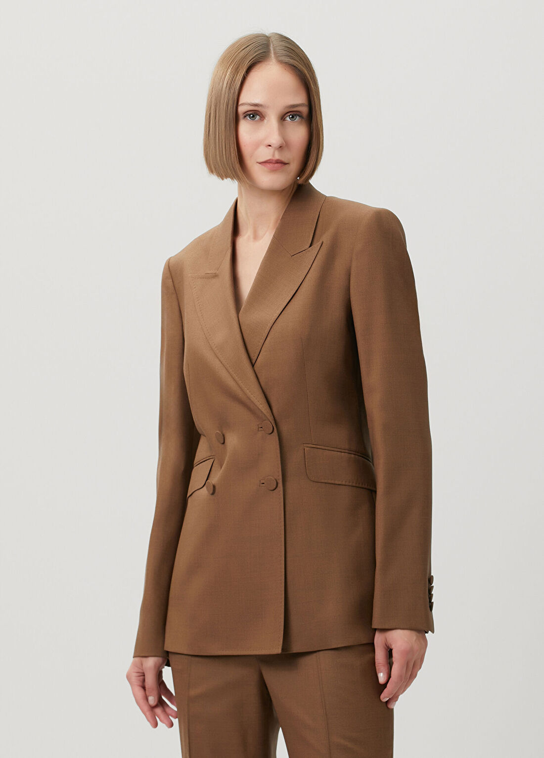 Gabriela Hearst Kahverengi Kruvaze Yün Blazer