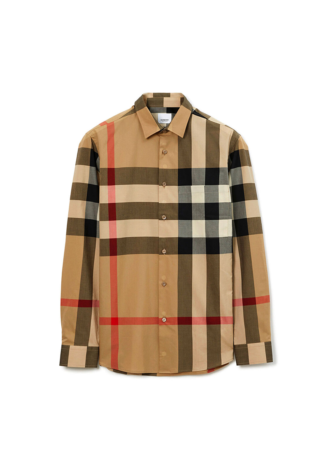 Burberry Check Bej Pamuklu Uzun Kollu Erkek Gömlek