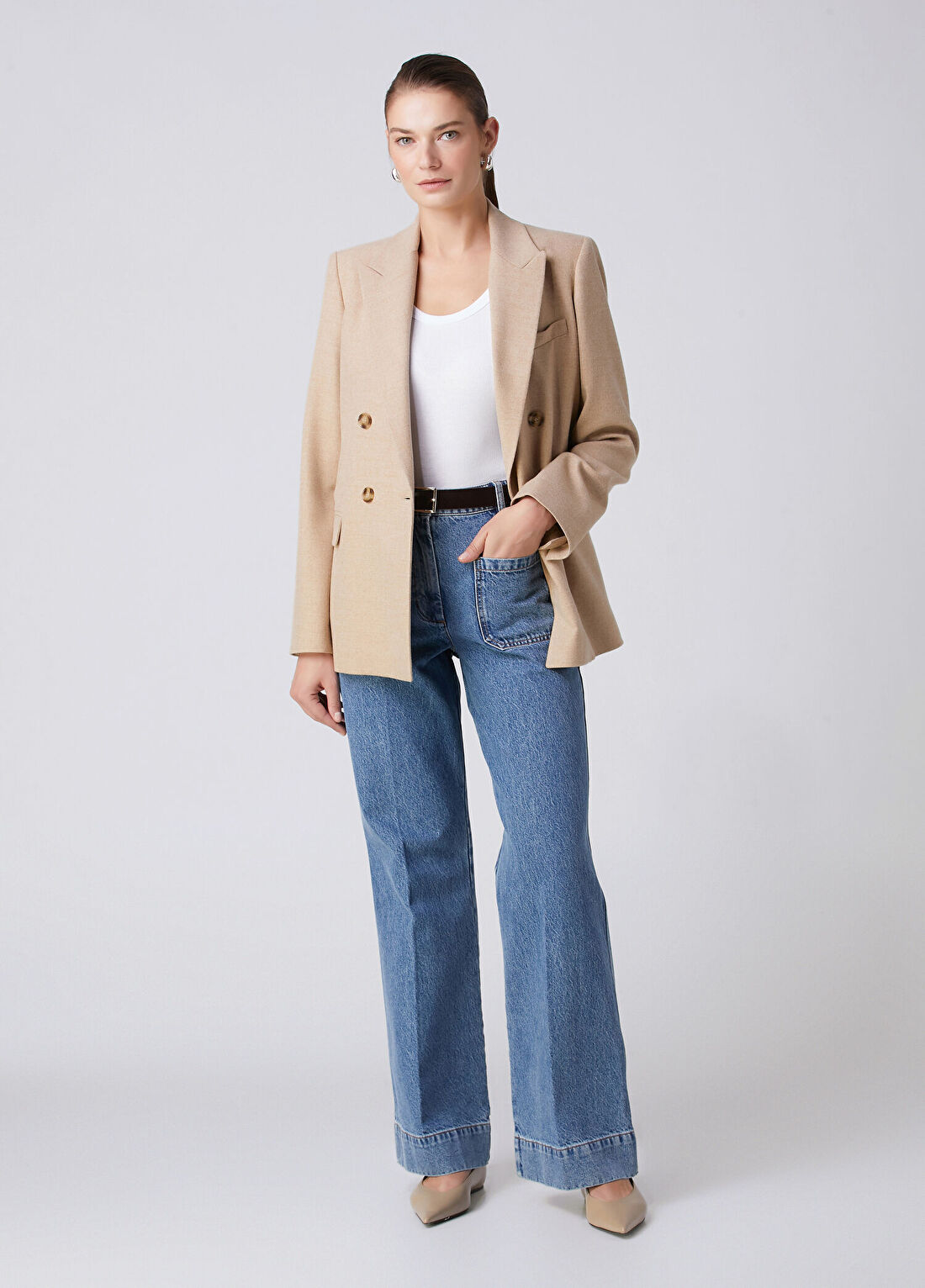 Beymen Collection Mavi Geniş Paça Pantolon