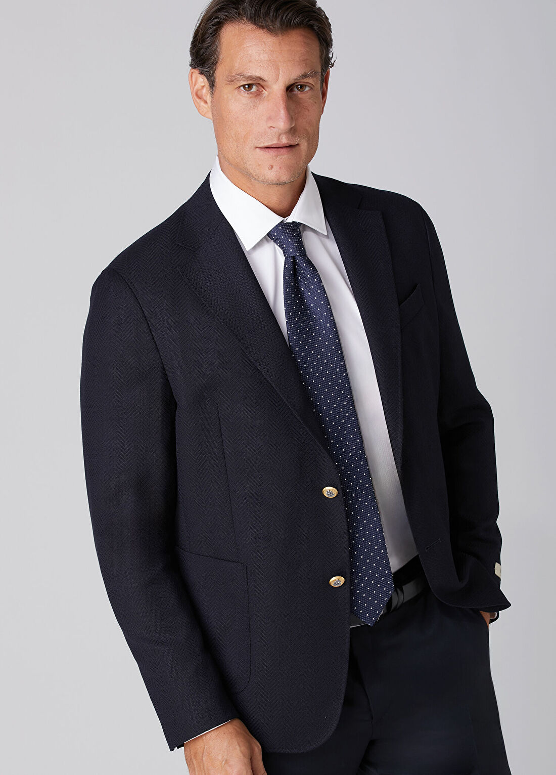 Beymen Collection Drop 7 Lacivert Zikzak Desen Jakarlı Yün Blazer