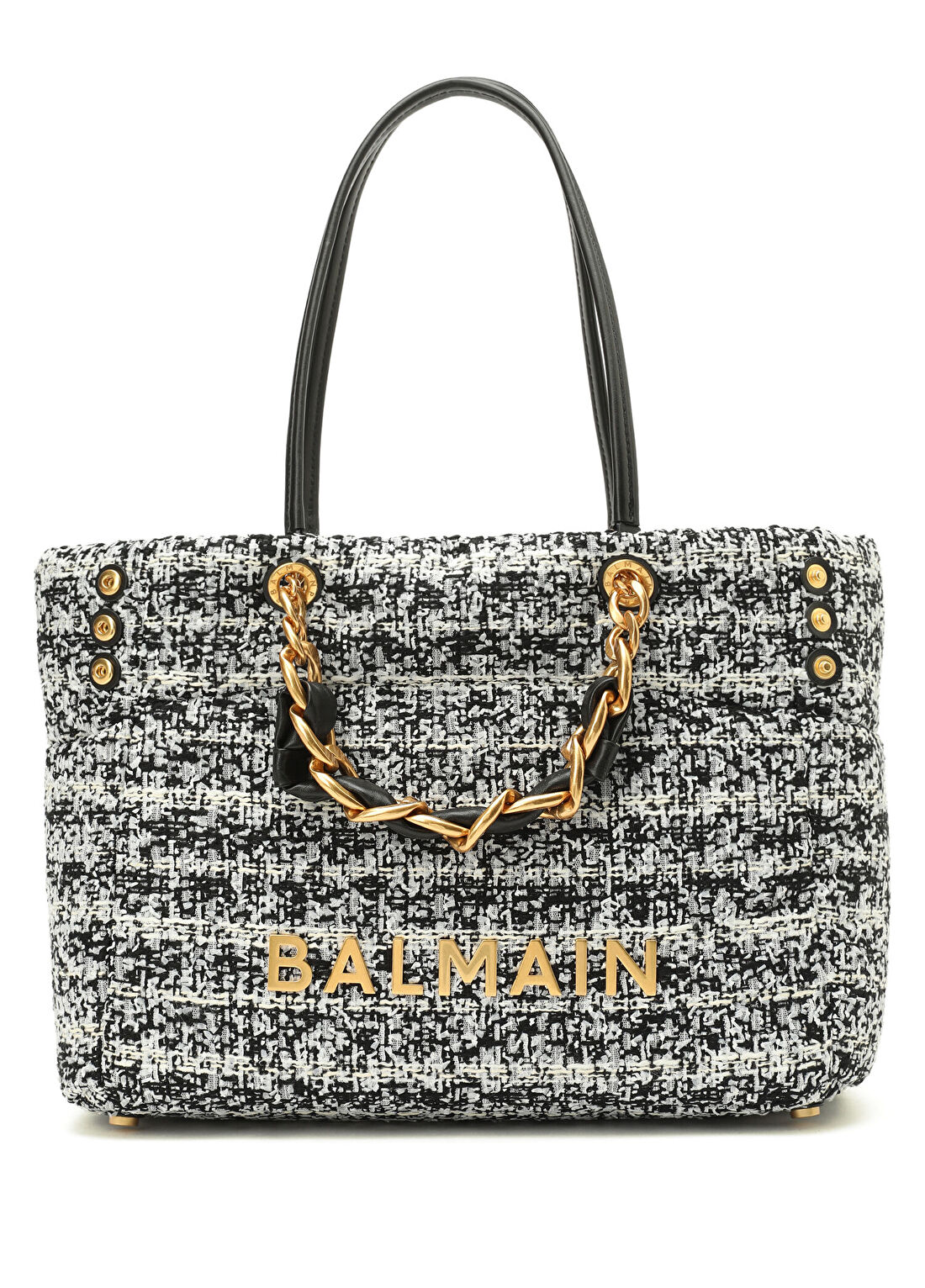 Balmain Siyah Beyaz Kadın Alışveriş Çantası