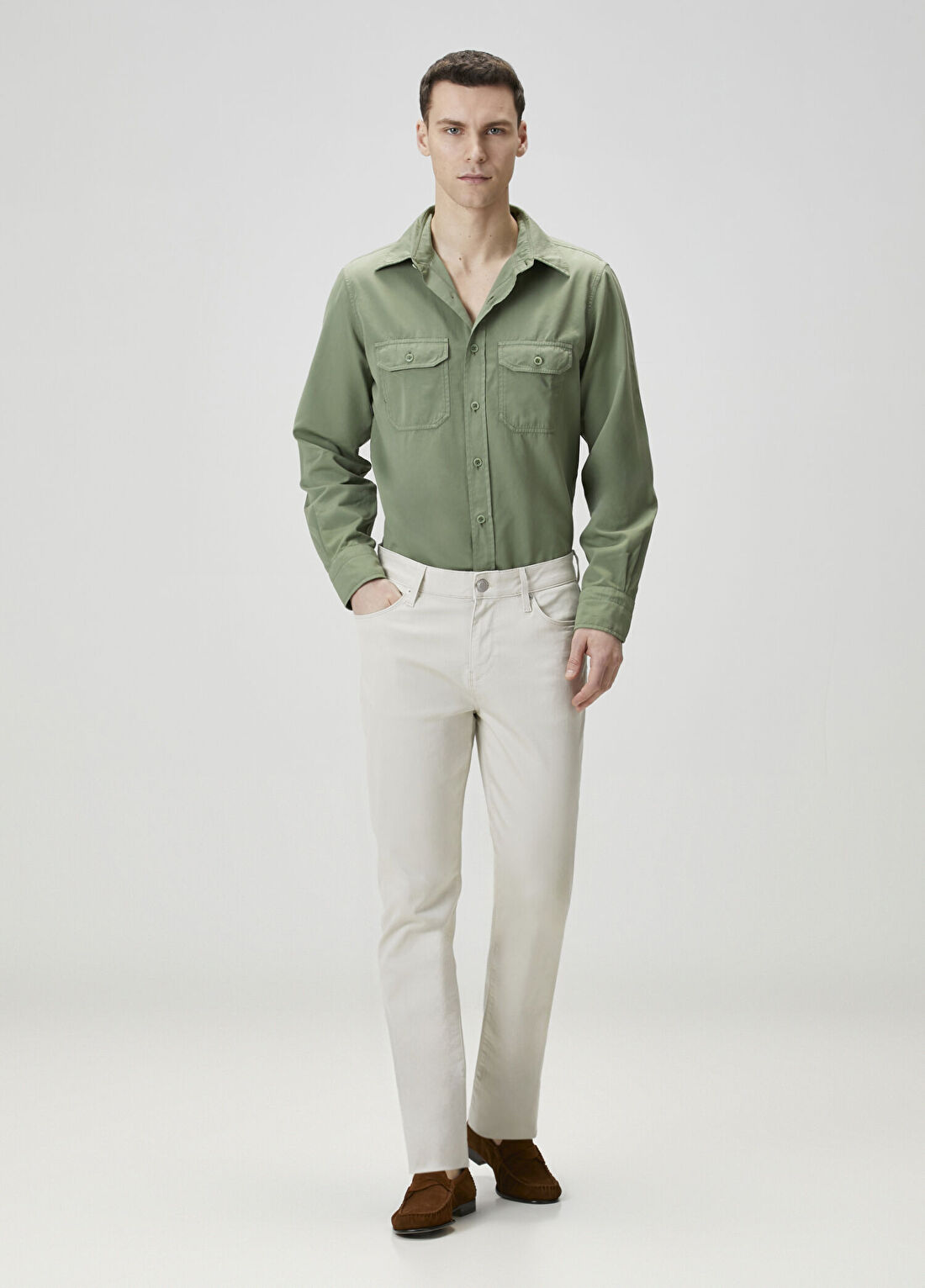 Tom Ford Military Fit Yeşil Gömlek görsel 2