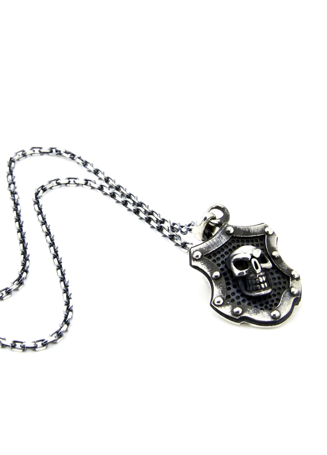 Boga Knight Skull Shield Erkek Gümüş Kolye