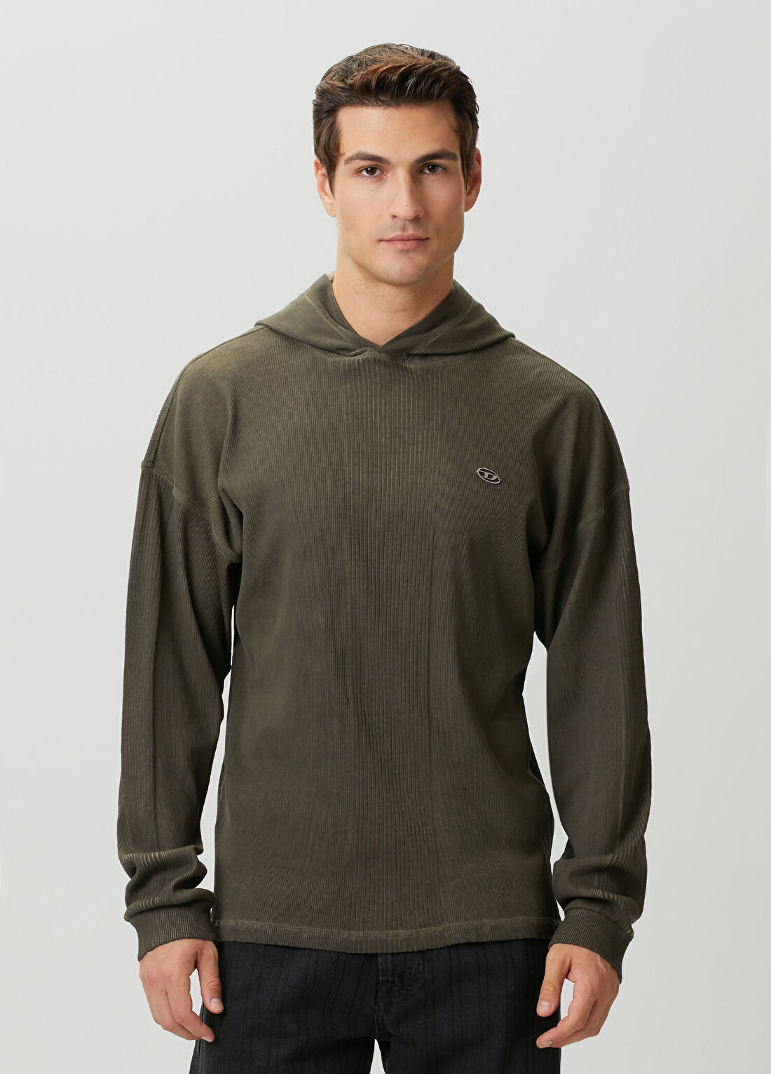 Diesel Koyu Haki Kapüşonlu Sweatshirt