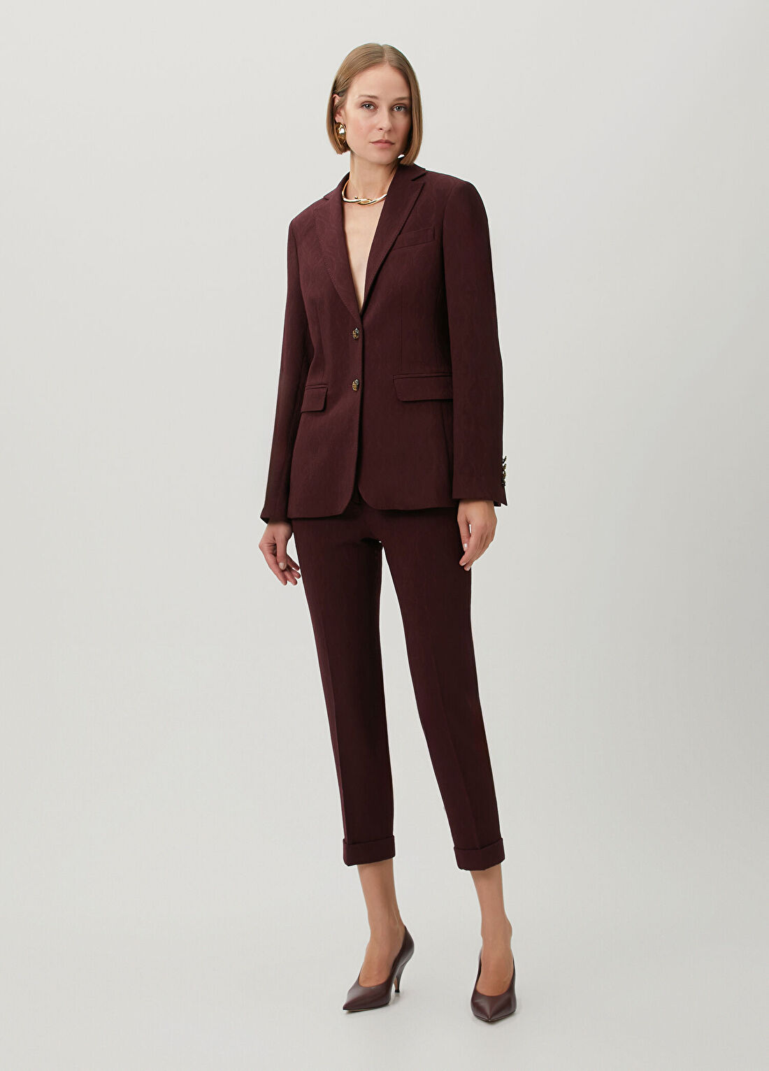 Etro Bordo Desenli Yün Ceket