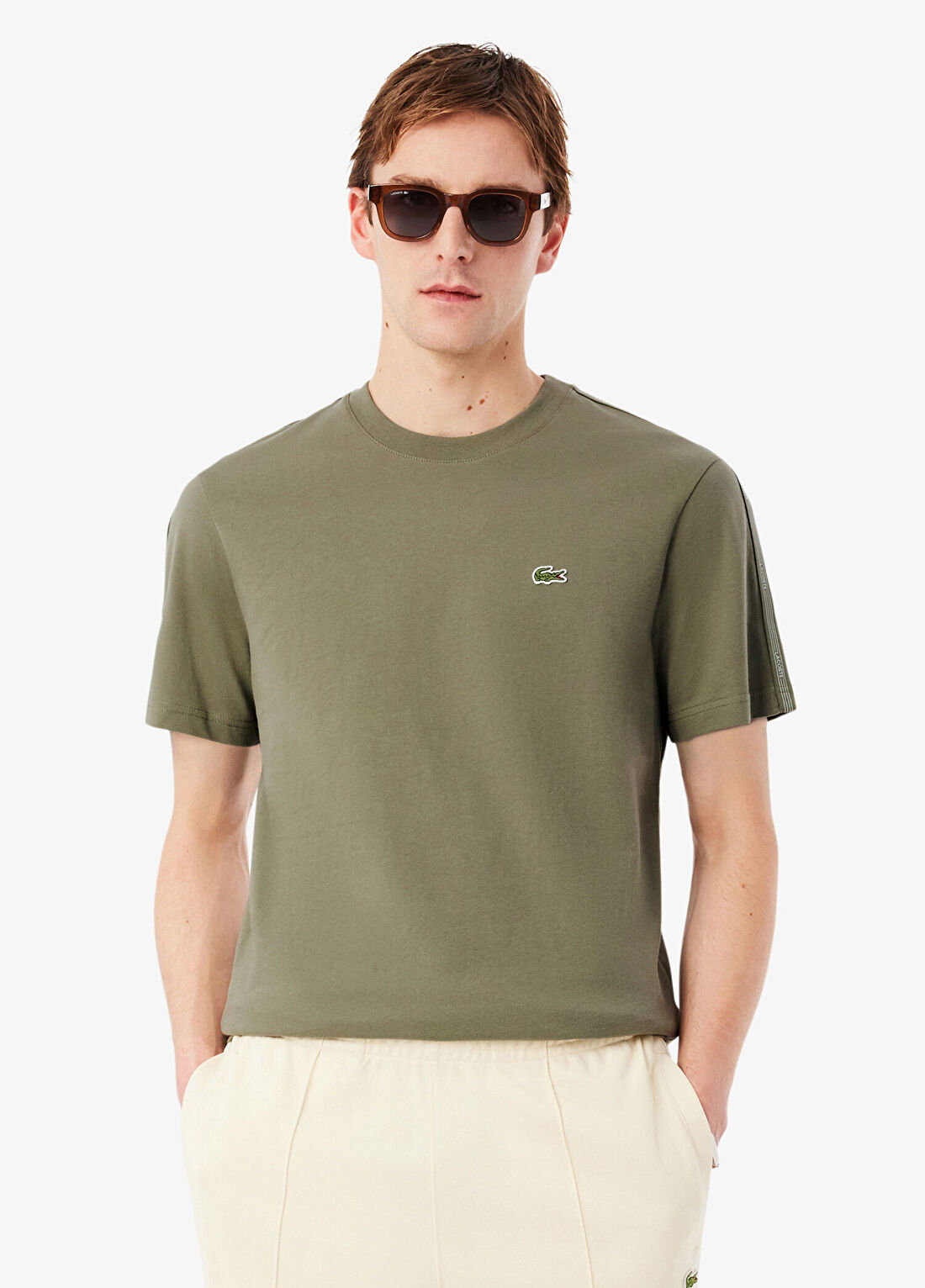 Lacoste Haki Regular Fit Bisiklet Yaka Kısa Kollu Erkek T-Shirt