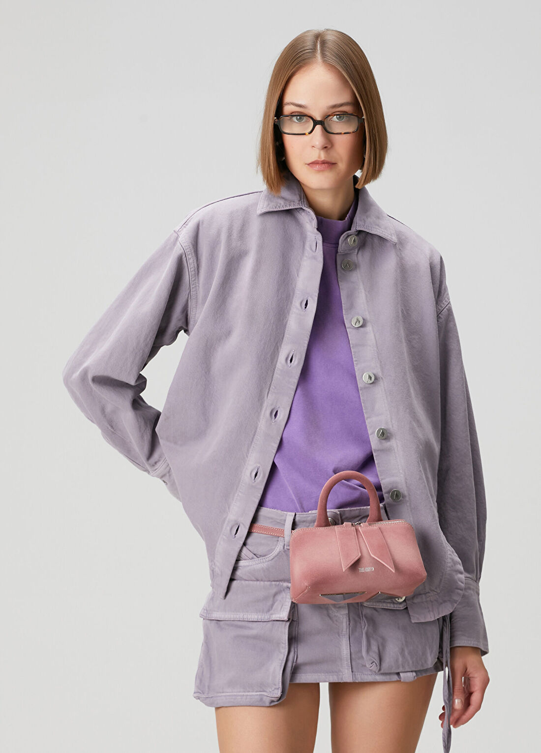 The Attico Lila Yırtmaç Detaylı Denim Gömlek