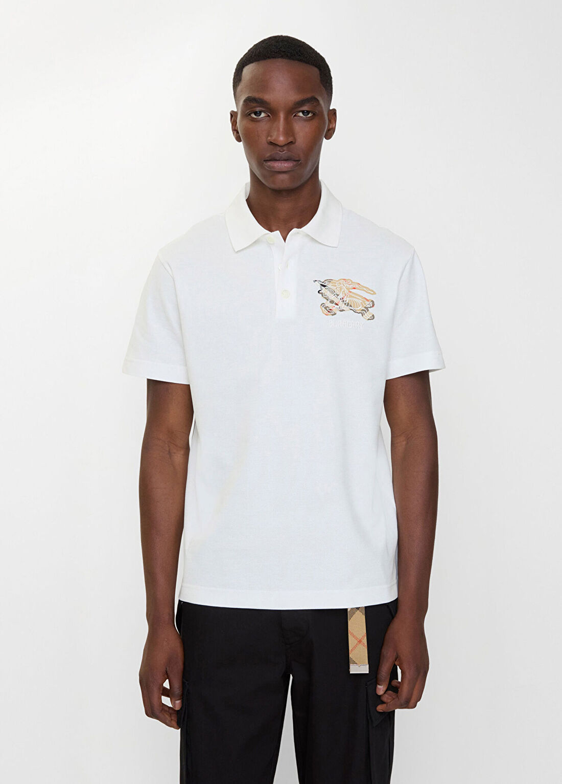 Burberry Evan Beyaz Polo Yaka Kısa Kollu Erkek T-Shirt