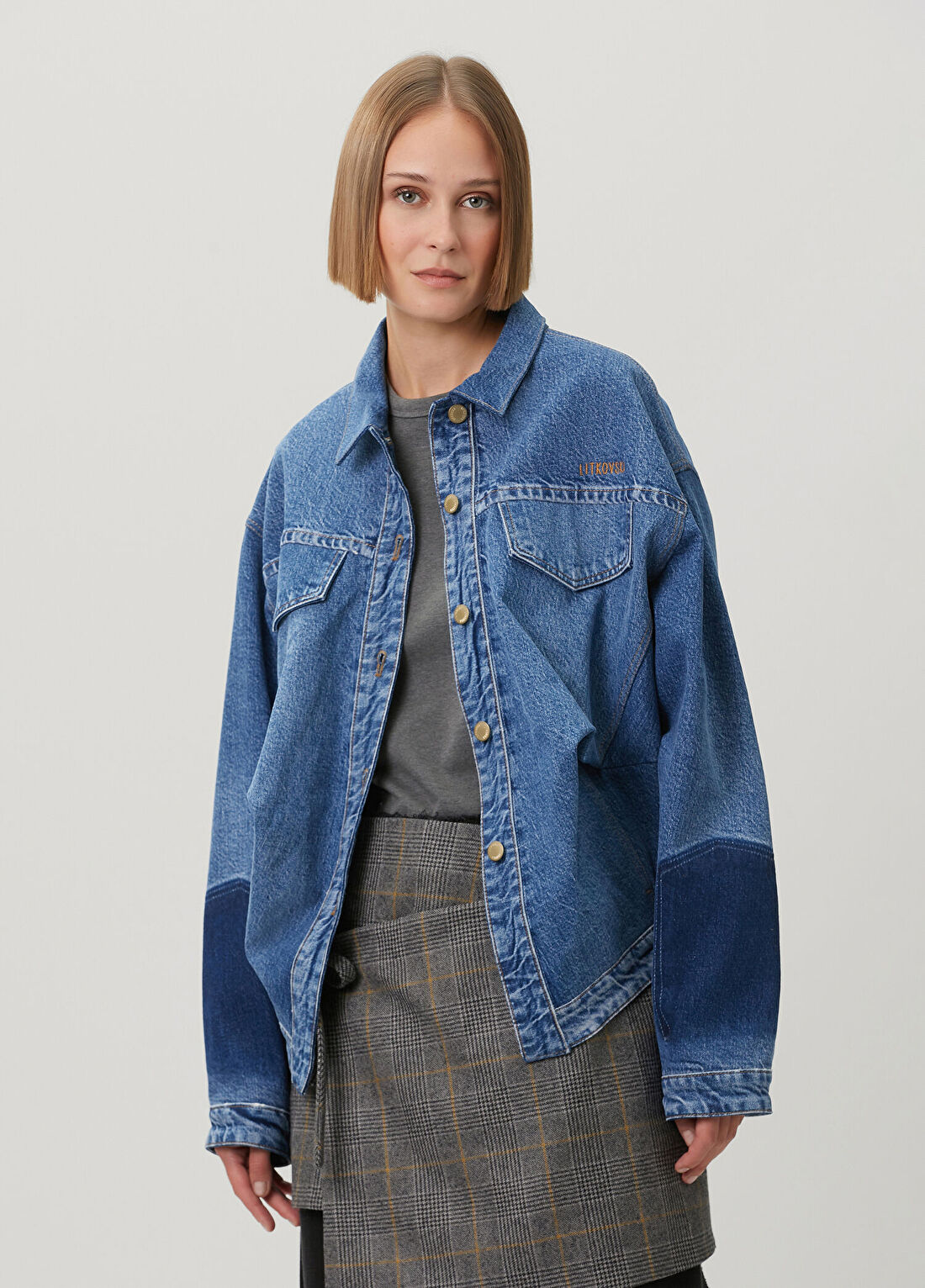 Litkovska Mavi Drapeli Denim Ceket