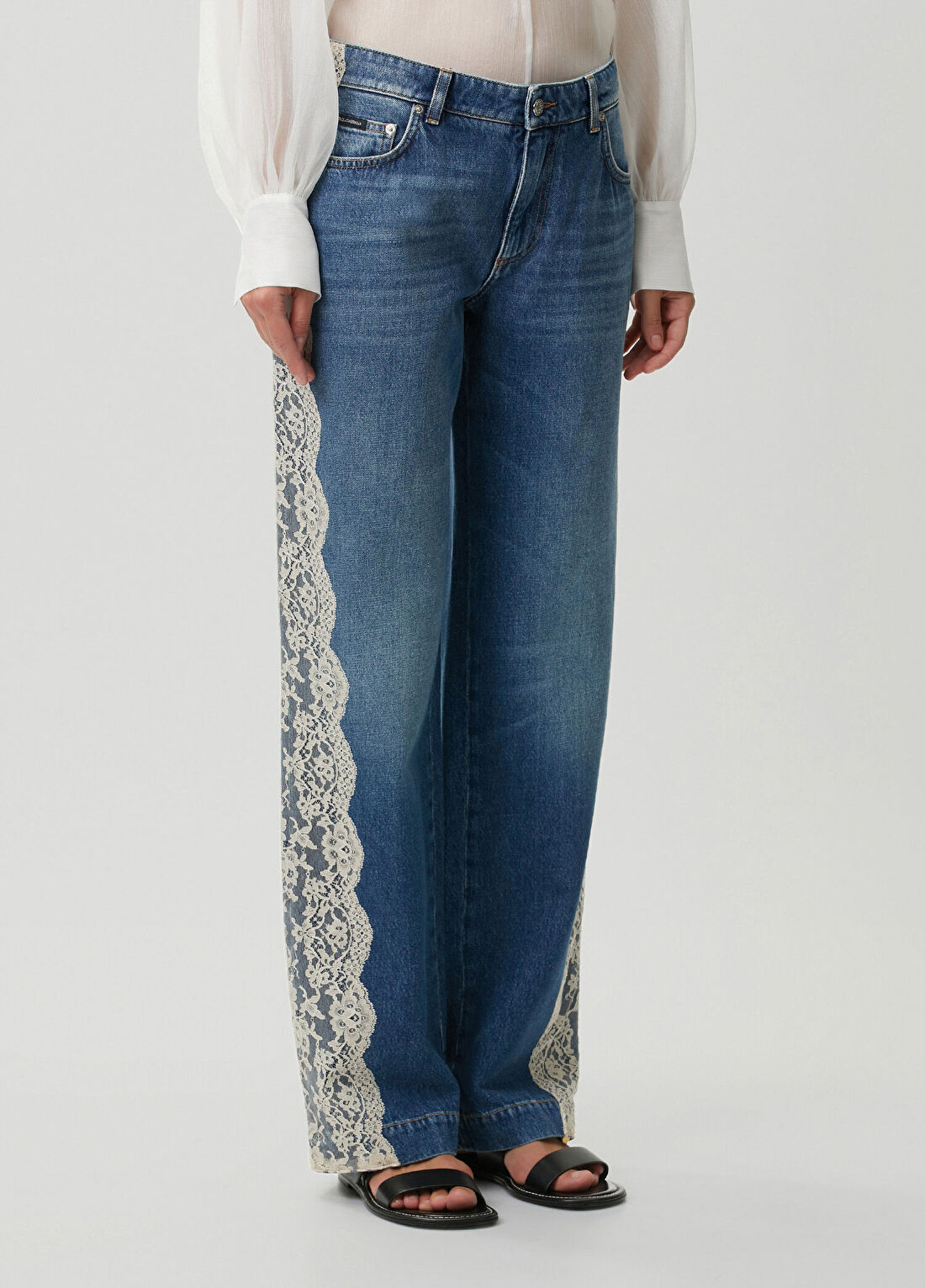 Dolce&Gabbana RE Edition 2000 Dantelli Jean Pantolon görsel 3
