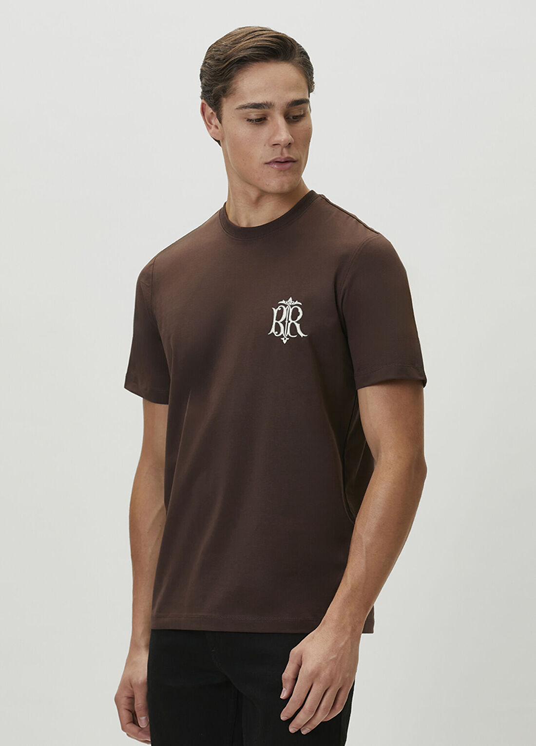 Bernotti Kahverengi Logo Baskılı T-shirt görsel 3