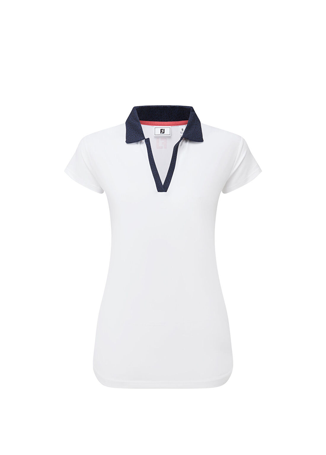 FootJoy Cap Sleeve Print Trim Lisle Beyaz Kısa Kollu Kadın Golf T-Shirt