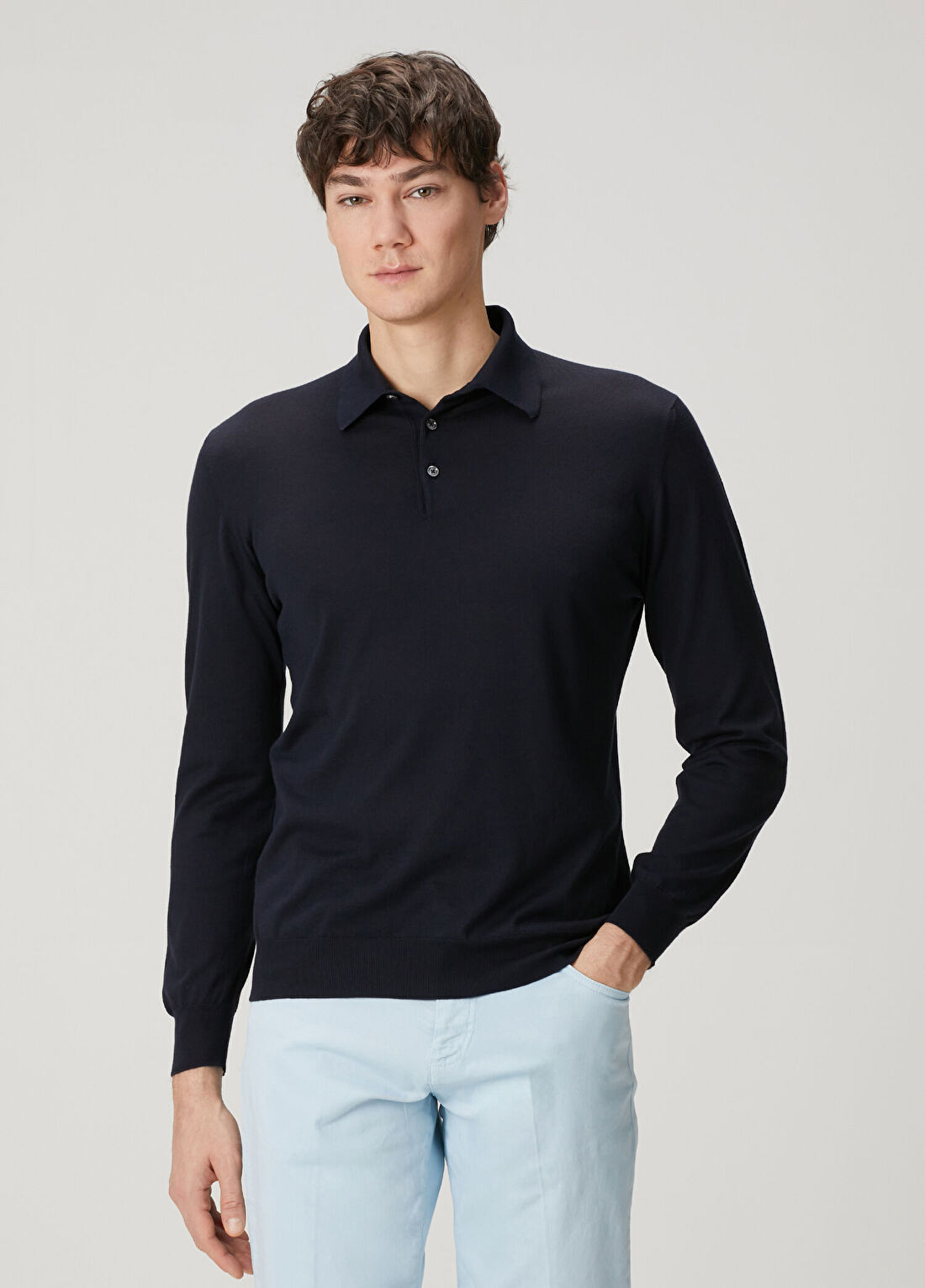 Kiton Lacivert Polo Yaka Triko