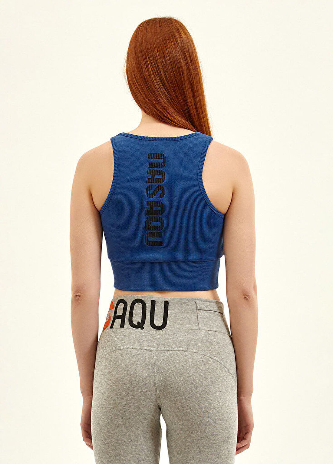 Nasaqu Açık Yaka Okyanus Mavisi Aktif Crop Top görsel 2