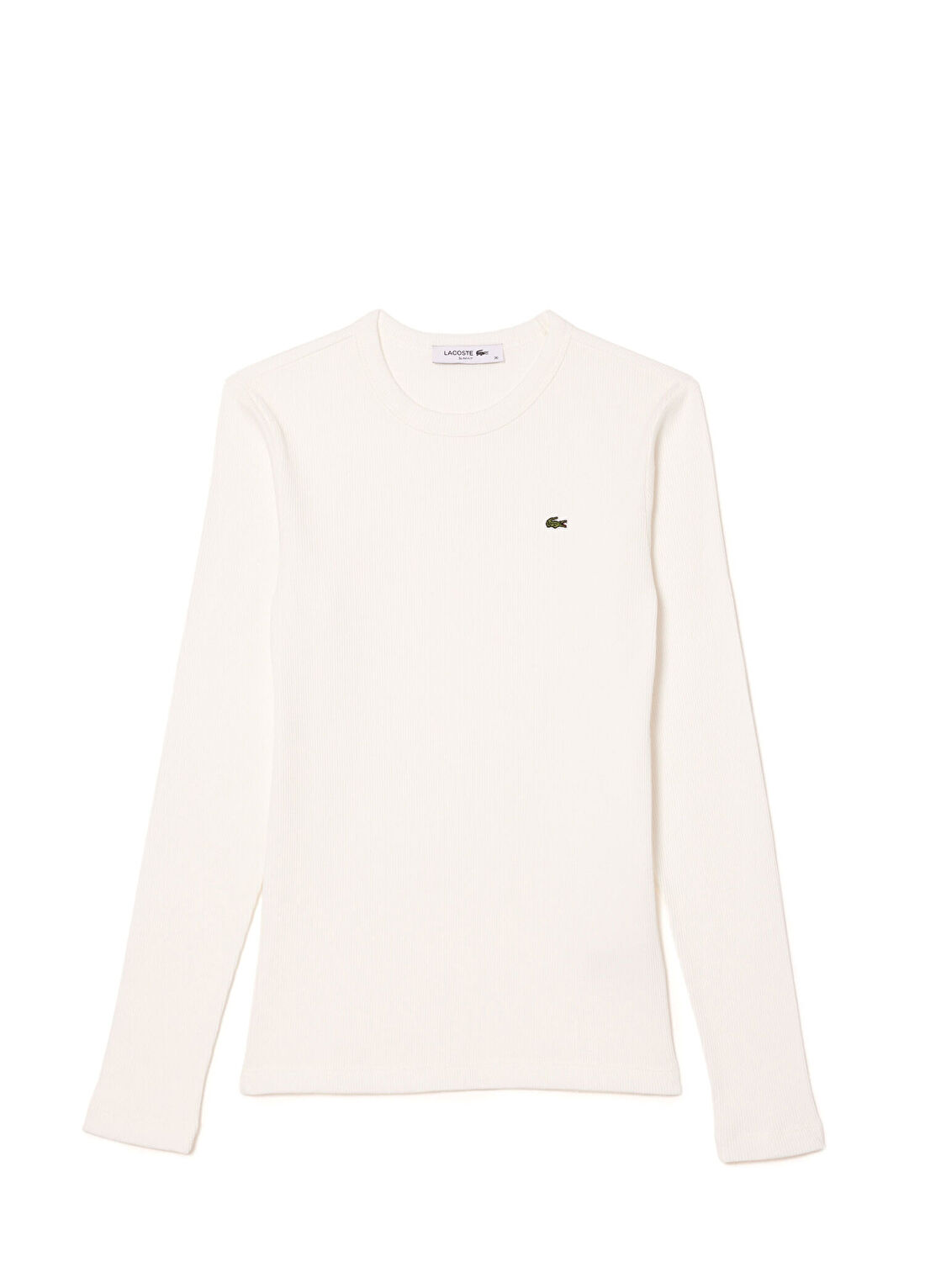 Lacoste Beyaz Uzun Kollu Slim Fit Bisiklet Yaka Kadın T-Shirt görsel 4