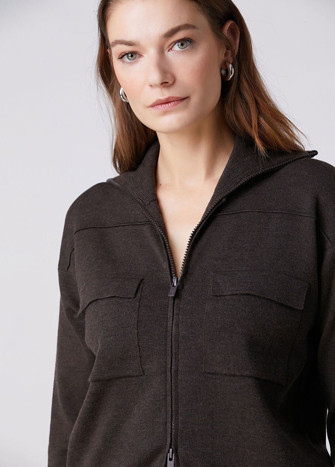 Beymen Collection Koyu Kahverengi Yün Hırka görsel 2