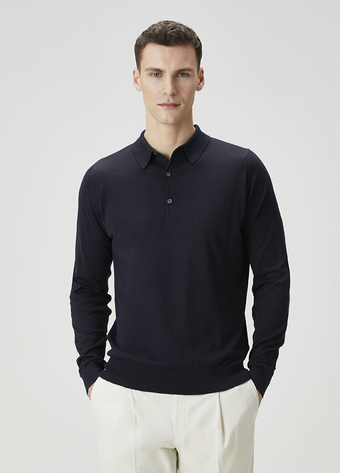 John Smedley Bradwell Lacivert Polo Yaka Triko