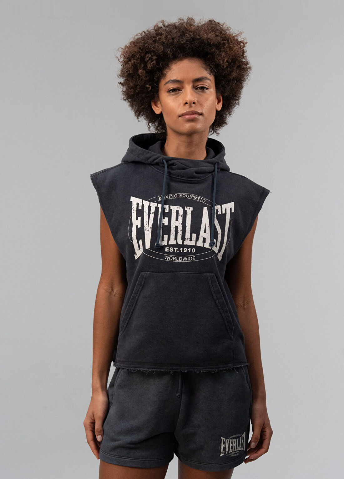 Everlast Authentic Boxing Wmn Antrasit Kolsuz Oversize Kadın Spor Sweatshirt