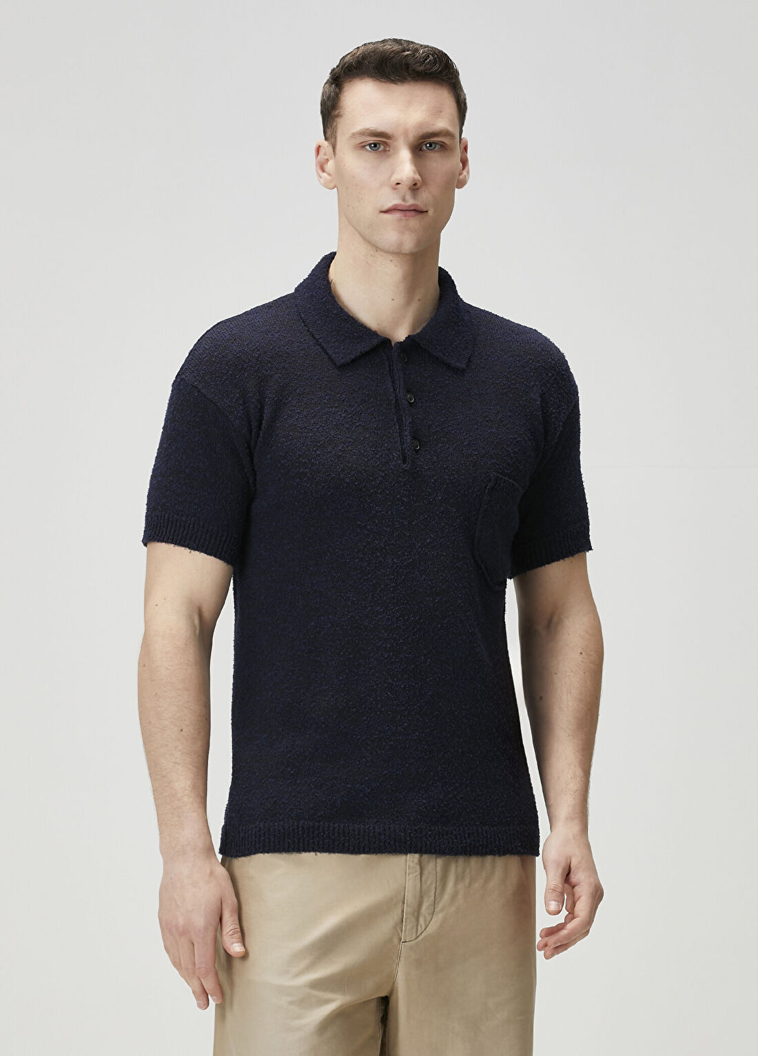 Maison Margiela Lacivert Polo Yaka Kısa Kollu Triko