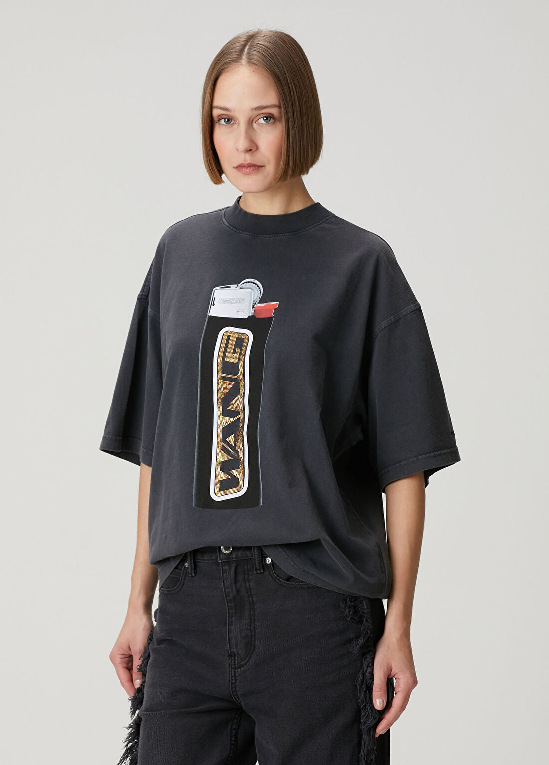 Alexander Wang Antrasit Baskılı T-shirt görsel 3