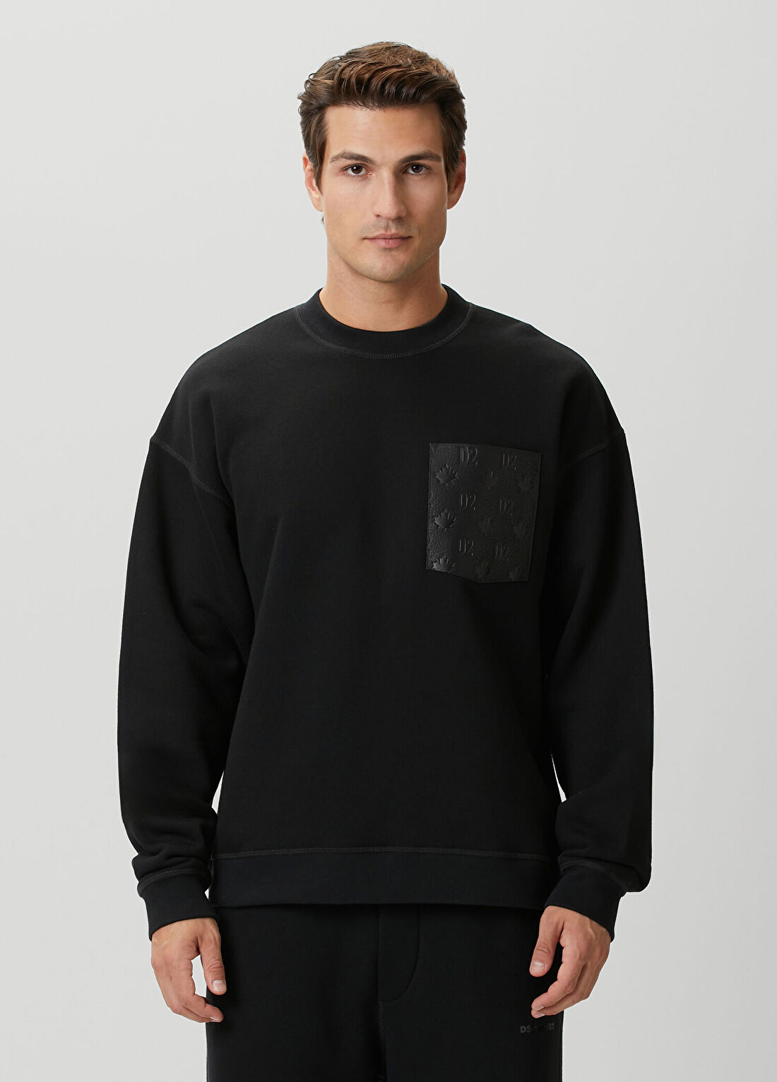 Dsquared2 Relax Fit Siyah Logo Detaylı Sweatshirt