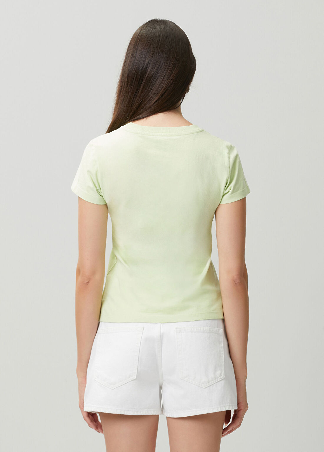 Ganni Baby Fit Açık Yeşil Baskılı T-shirt görsel 4