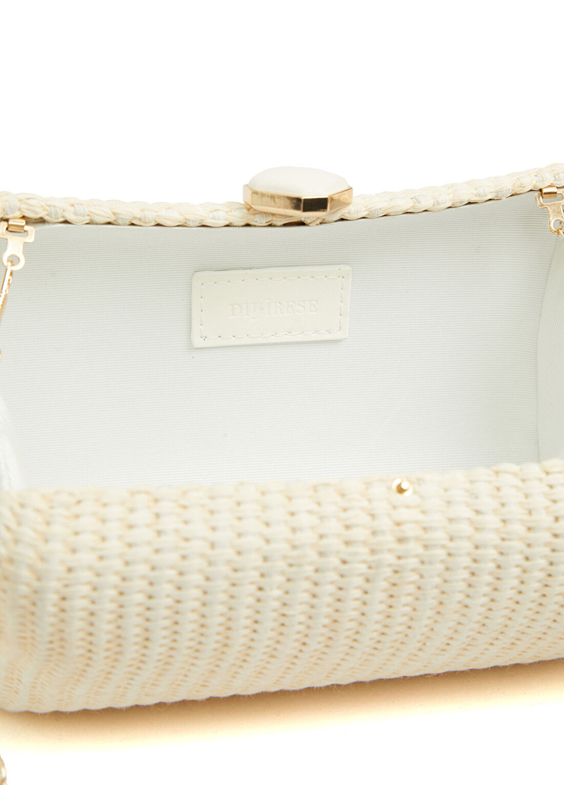 Divarese Bej Kadın Hasır Clutch görsel 4