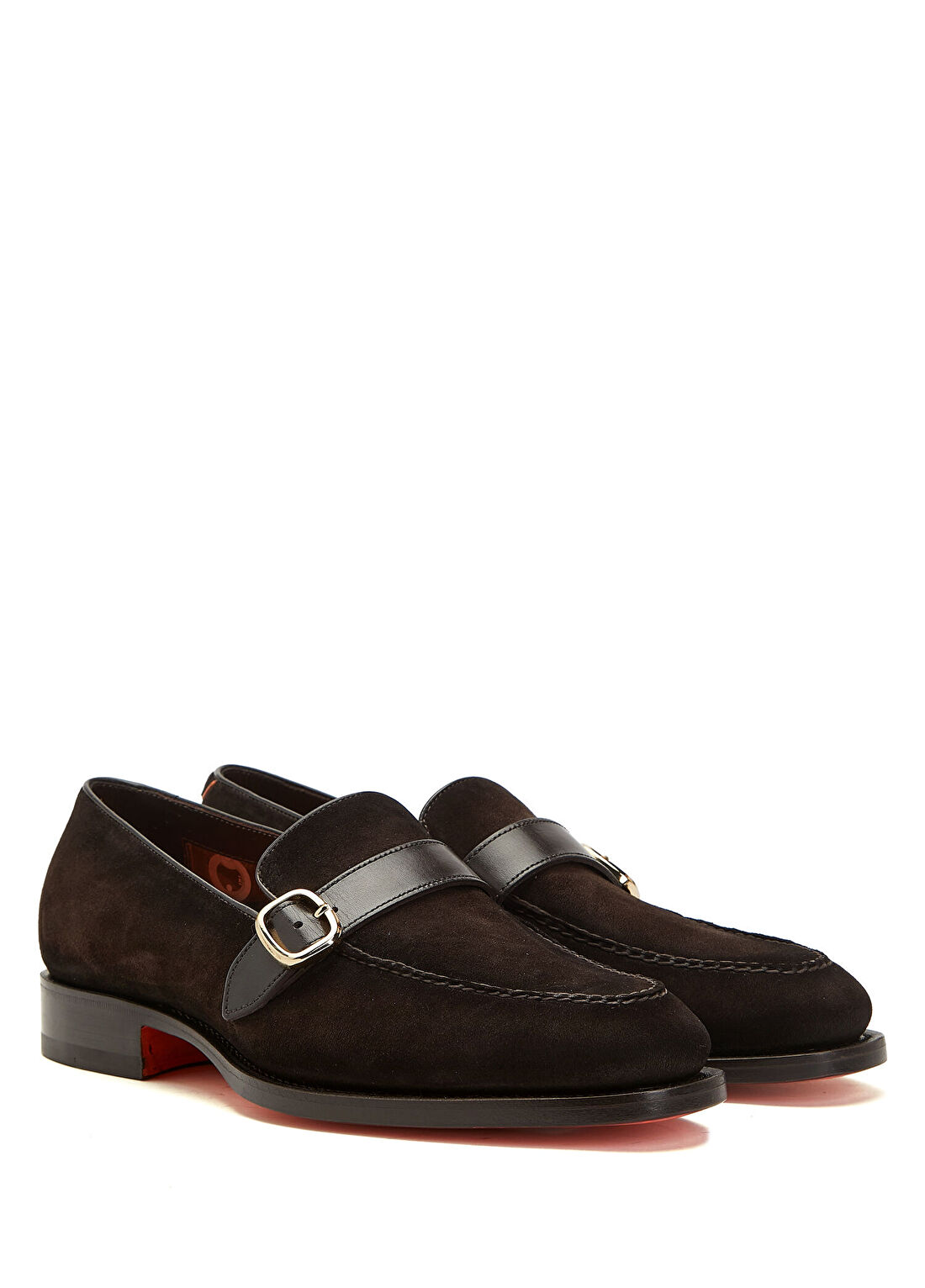 Santoni Adrian Koyu Kahverengi Erkek Süet Loafer görsel 2
