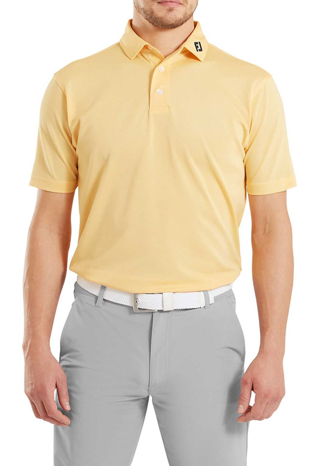 FootJoy Stretch Pique Solid Sarı Polo Yaka Kısa Kollu Erkek Spor T-Shirt görsel 3
