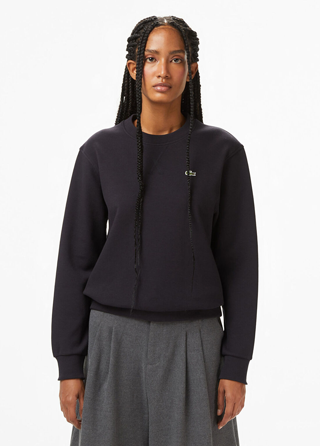 Lacoste Lacivert Relaxed Fit Bisiklet Yaka Kadın Sweatshirt