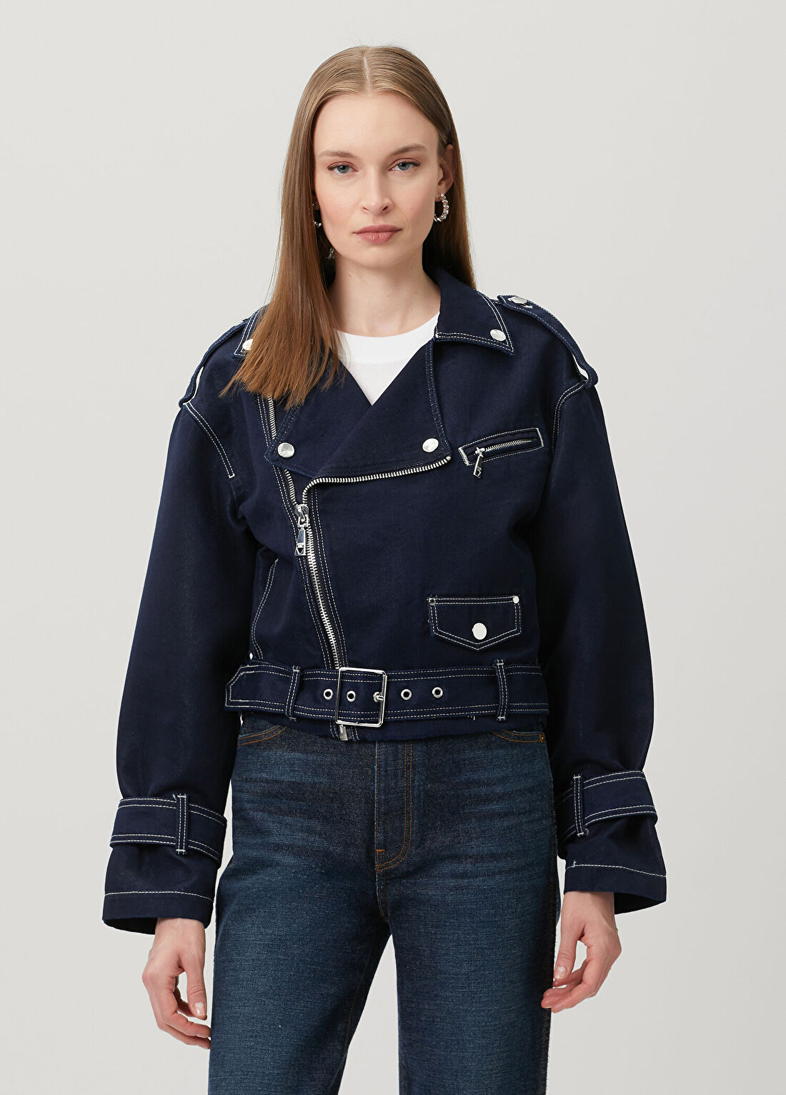 Guess Florence Lacivert Denim Ceket görsel 3