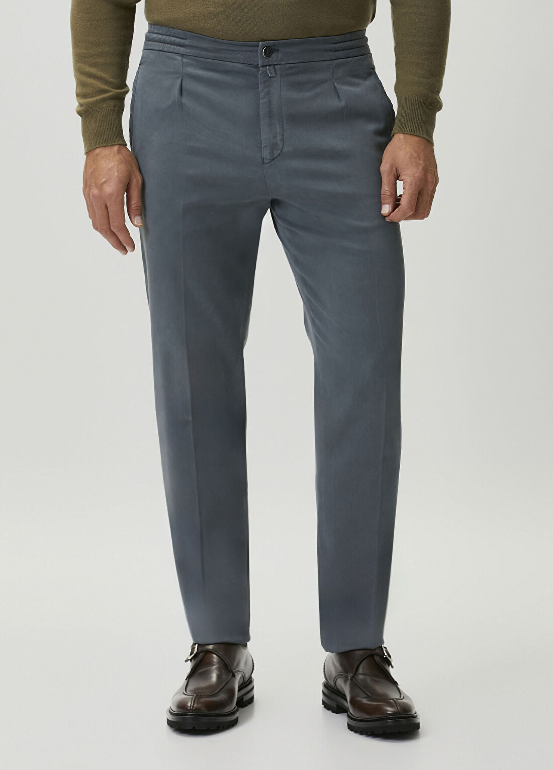 Kiton Açık Gri Pilili Pantolon görsel 2