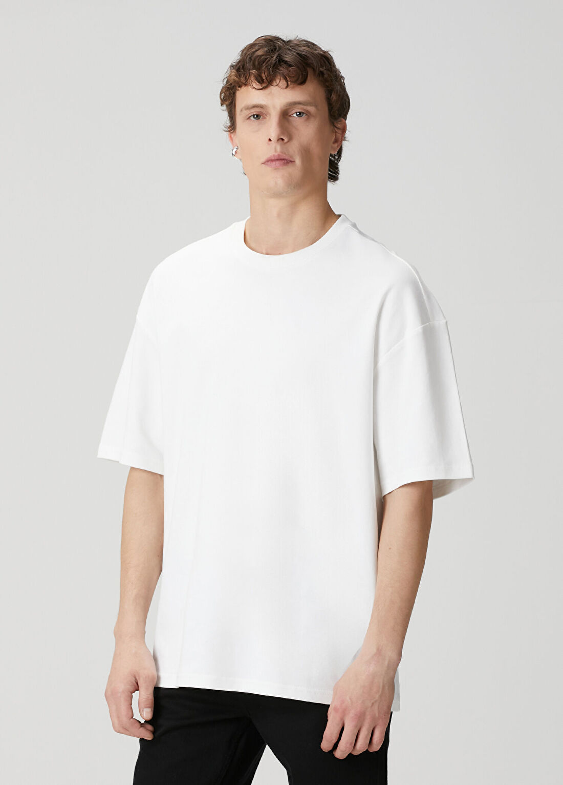 Academia Beyaz Basic Oversized T-shirt görsel 4