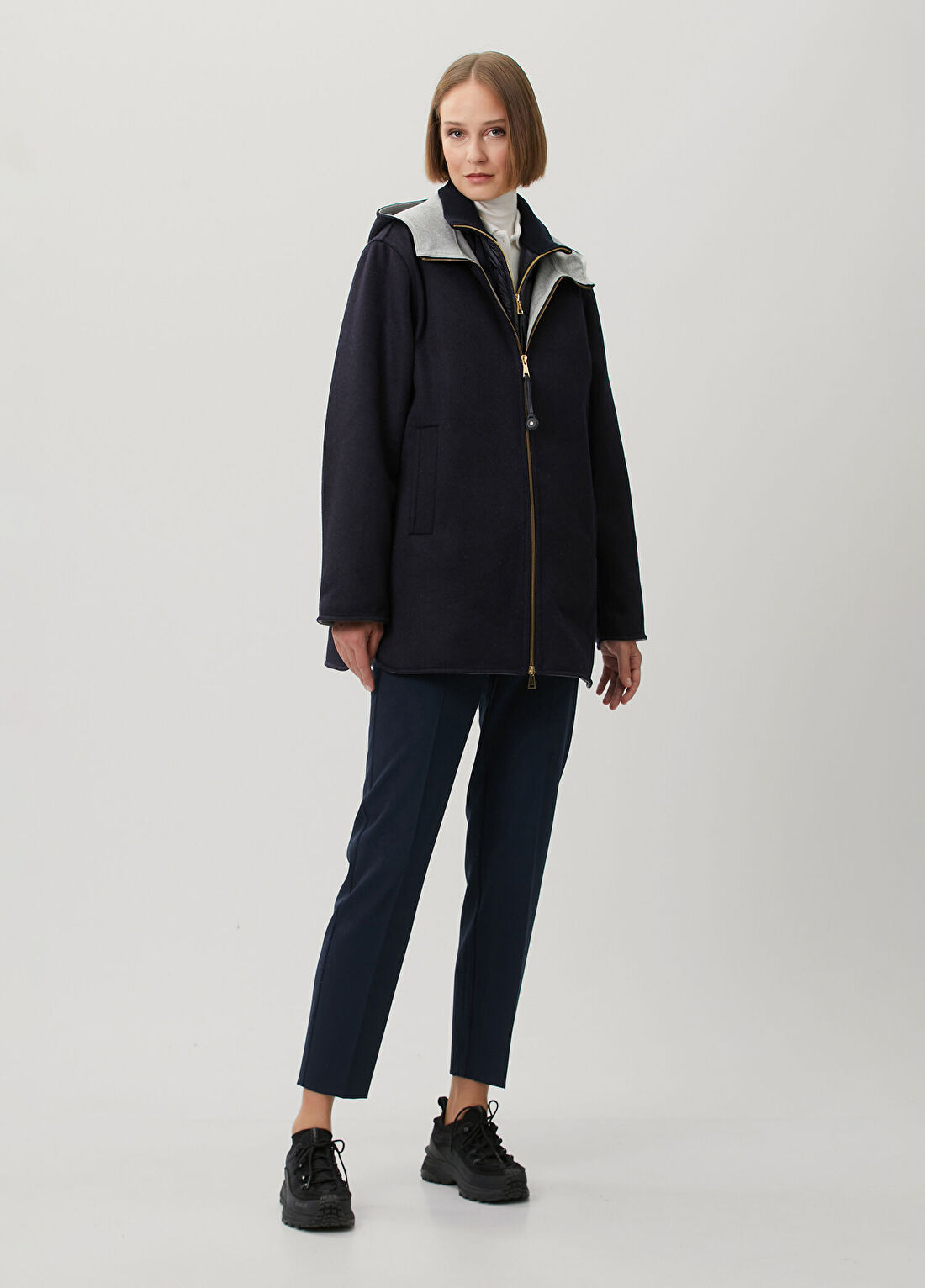 Moncler Hemiptere Lacivert Yün Palto görsel 2