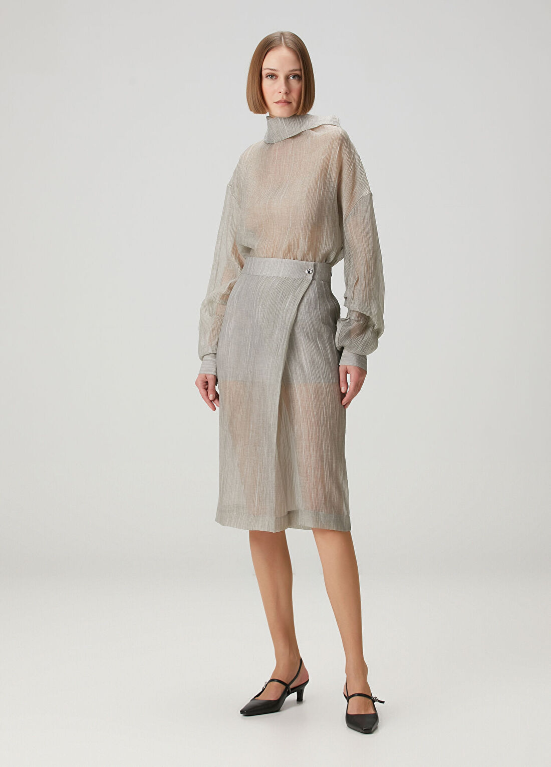 The Garment Delfi Gri Midi Etek