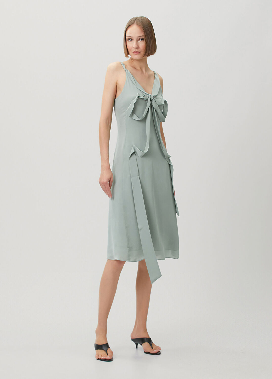 Acne Studios Su Yeşili Midi İpek Elbise