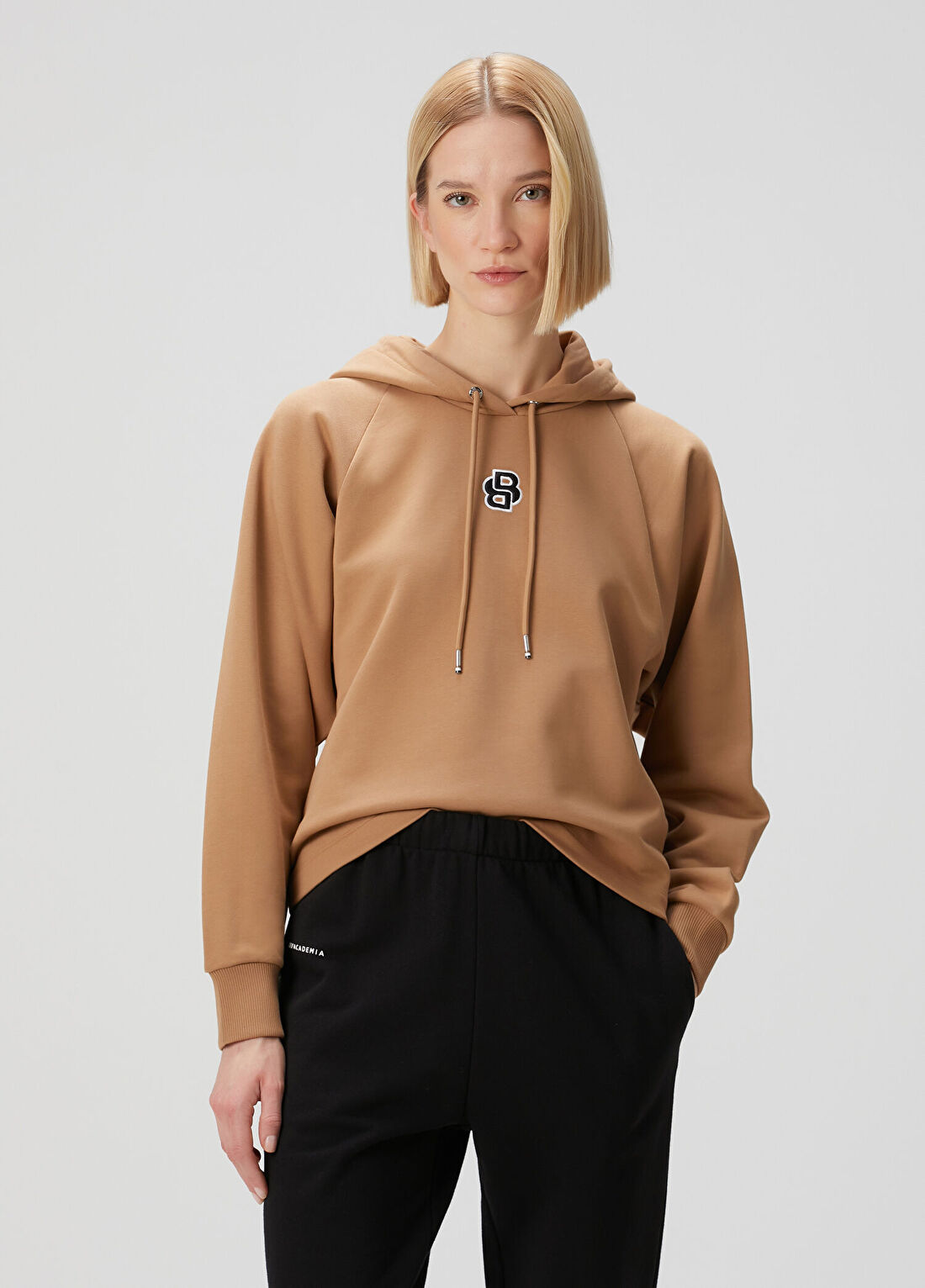 Boss Bej Kapüşonlu Sweatshirt