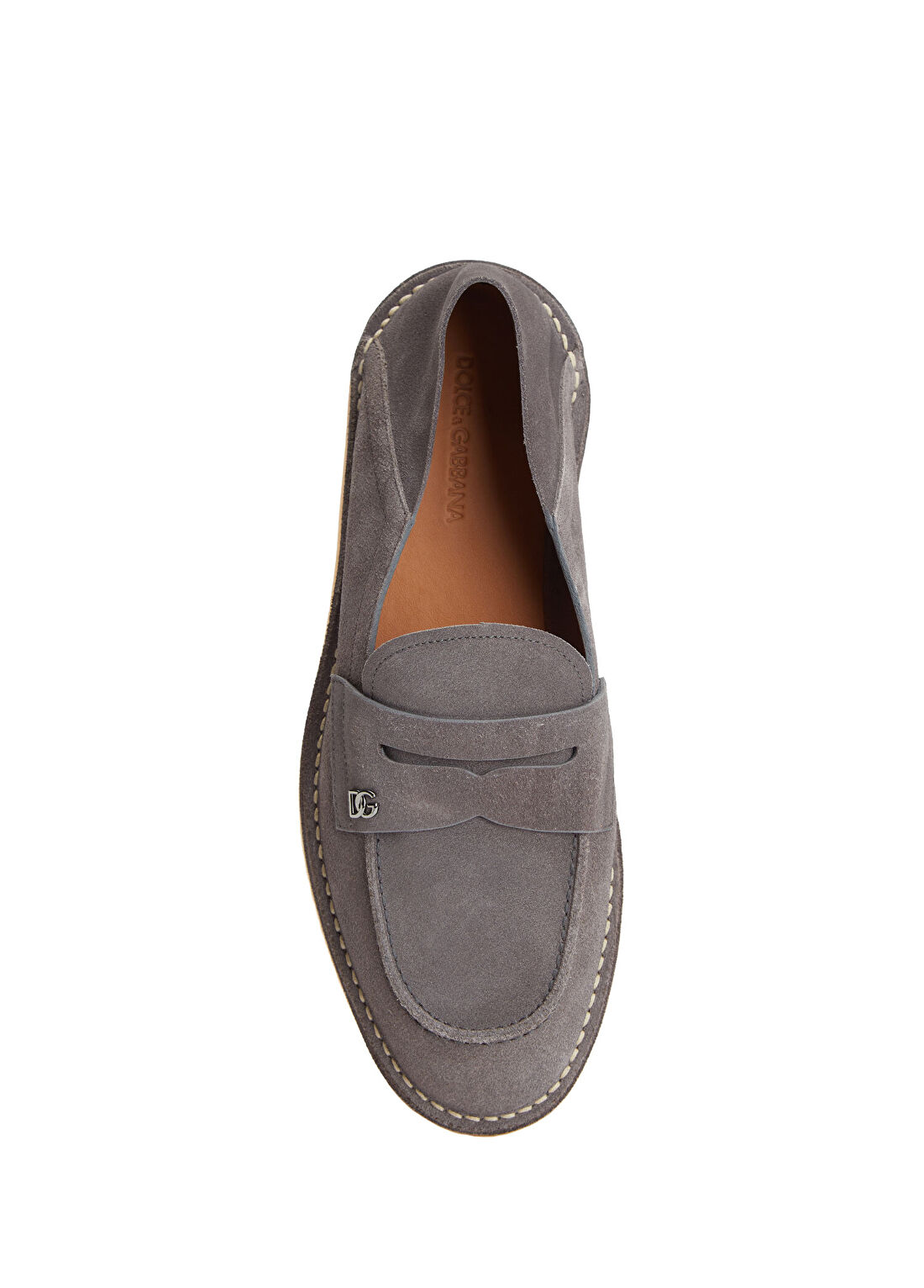 Dolce&Gabbana Florio Gri Erkek Süet Loafer görsel 4