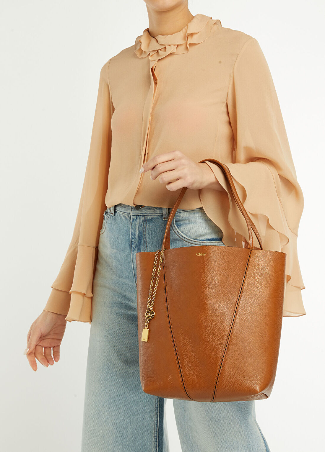 Chloe Spin Tote Taba Kadın Deri Çanta görsel 2
