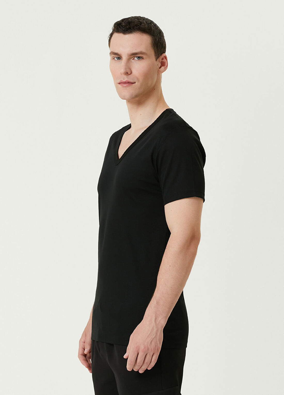 Zimmerli Siyah V Yaka T-shirt görsel 3