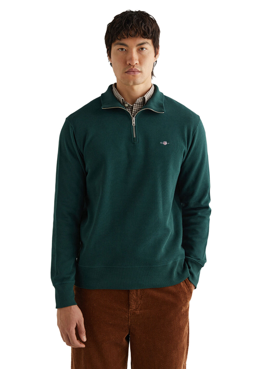Gant Yeşil Regular Fit Yarım Fermuarlı Erkek Sweatshirt