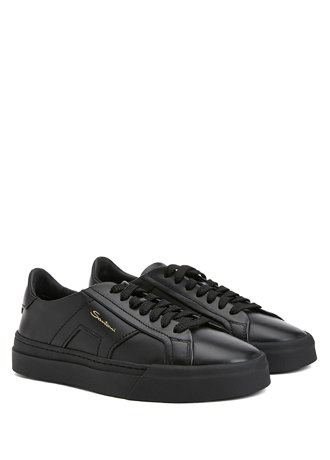Santoni Siyah Erkek Deri Sneaker görsel 2