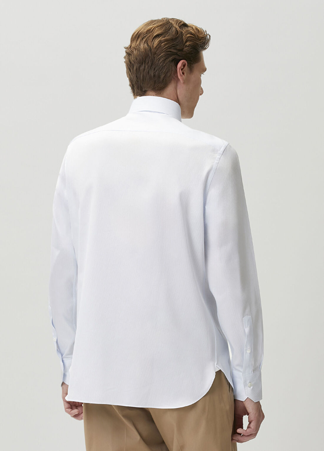 Zegna Mavi Çizgi Desenli Gömlek görsel 4