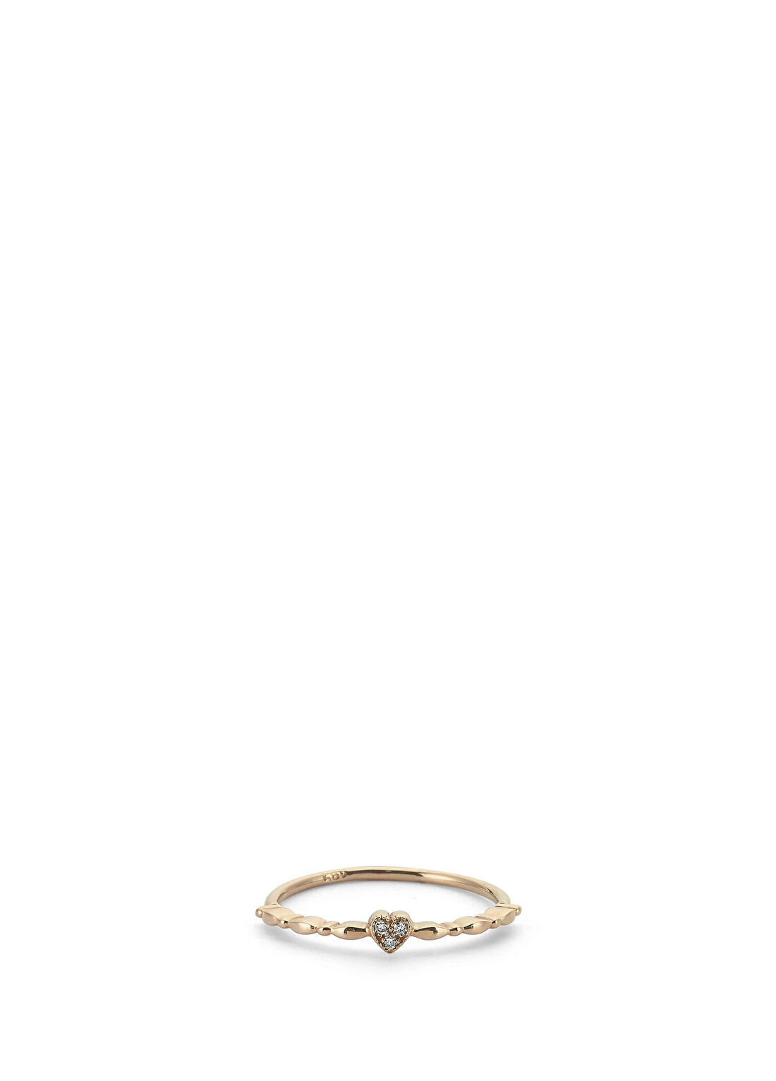 Venta Jewelry Kalp Pırlanta Taşlı 14 Ayar Altın Kadın Yüzük