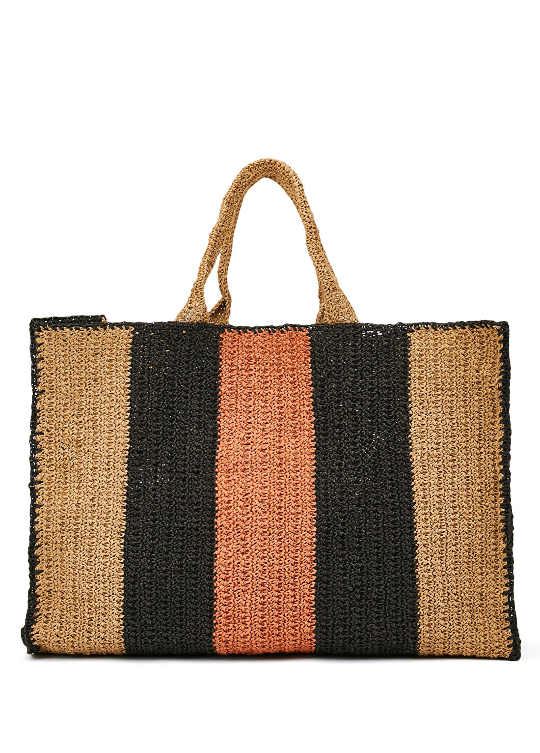 Amour et Naturel Colorblocked Çizgili Büyük Boy Kadın Plaj Çantası
